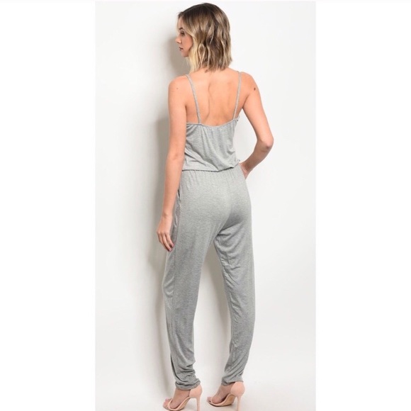 ☝️Last One ☝️ Heather Gray Drape Jumpsuit - Picture 3 of 3